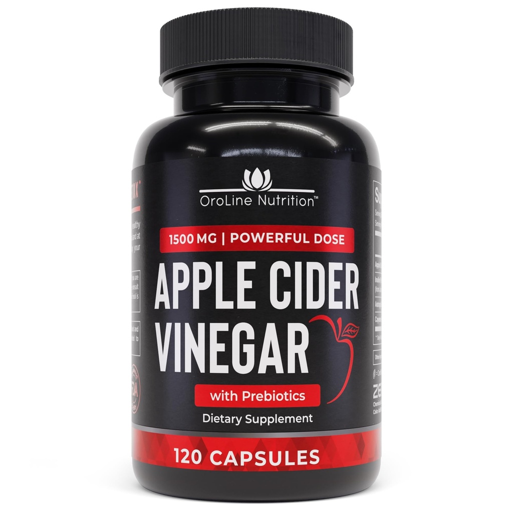 Apple Cider Vincipe- piller med Prebiotic, 2 måneders forsyning - Apple Cider Vincipe- kapsler - Apple Cider Vincipe- Kosttilskud, Apple Vincipe- tabletter - Energi og Gut Health Support til kvinder & mænd 1500 mg