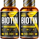 PURE FORSKNING Biotin & kollagen 60,000mcg hårvækst flydende dråber, Understøtter: stærke negle, glødende hud, sund hårvækst, mere absorption end kapsler og piller (4Fl Oz)