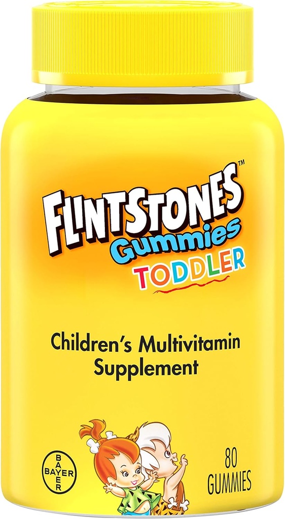 Flintstones Gummies Toddler Vitamin, Gummy Multivitamin til Toddlers med Vitamin A, C, D, B12, Zink & mere, 80ct