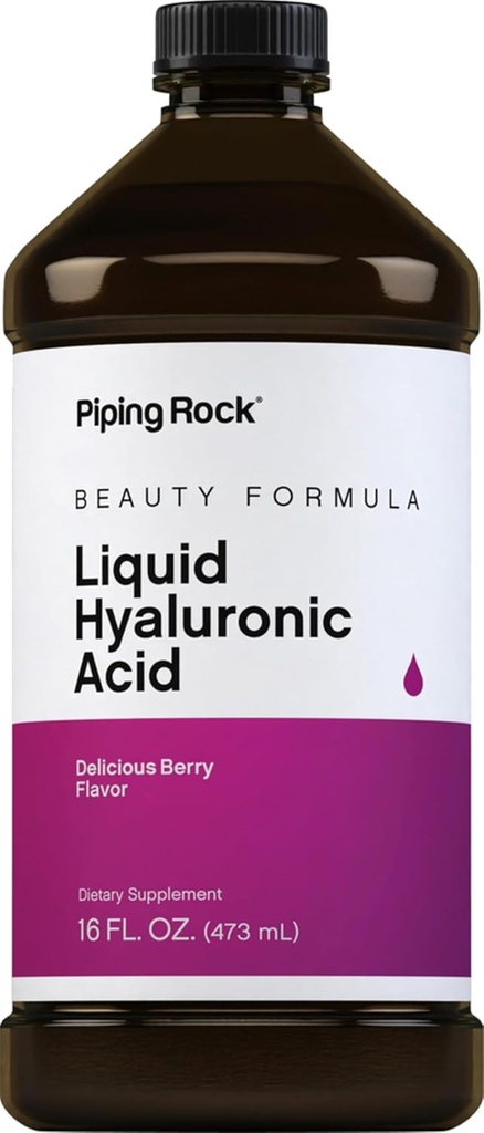 Piping Rock Hyaluronic Acid Supplement: 124; 100mg - 124; 16 fl oz - 124; Berry Flavored Liquid; 124; Vegetar Formel: 124; Non- GMO, Gluten Free