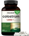 NatureBell Bovine Colostrum Supplement 1.000mg per servering, 240 Kapsler Note 124; 40% IgG Colostrum pulver til Gut sundhed, bloating, hud, hår & immunforsvar - non-GMO