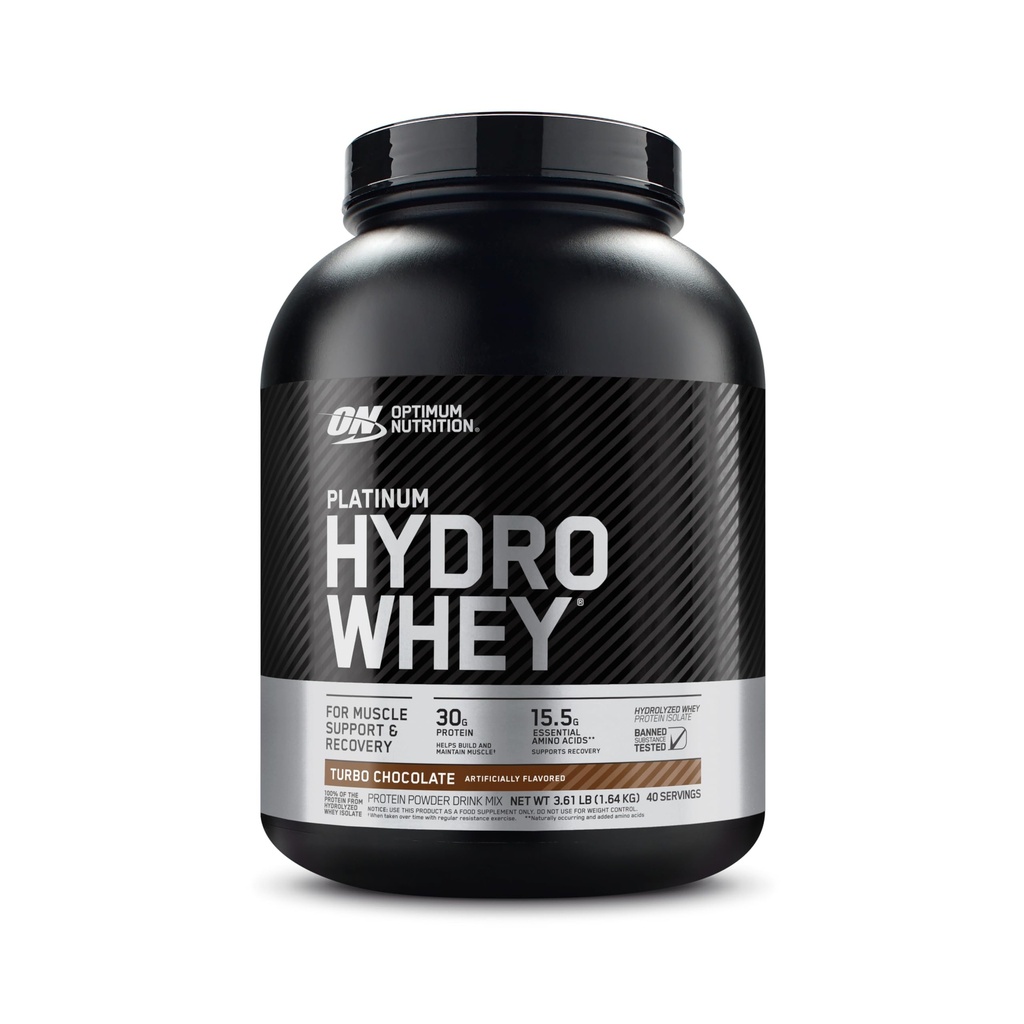 Optimum Nutrition Platinum Hydrovalle Protein Powder, 100% Hydrolyzed Whey Protein Isolate Powder, Flavor: Turbo Chokolade, 40 Servering, 3.61 Pounds (Packaging May Vary)