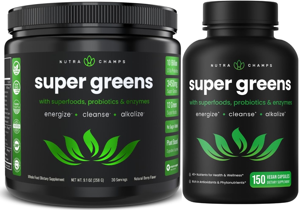 NutraChamps Super Green Powder & Super Green Kapsler