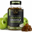 Soursop Blade & Soursop Fruit Gummies - 3000mg Soursop Extract - Graviola Supplement - Soursop Frugt og Leaf - 60ct - Sukkerfri - Gluten Free - Non-GMO - Vegansk Friendly