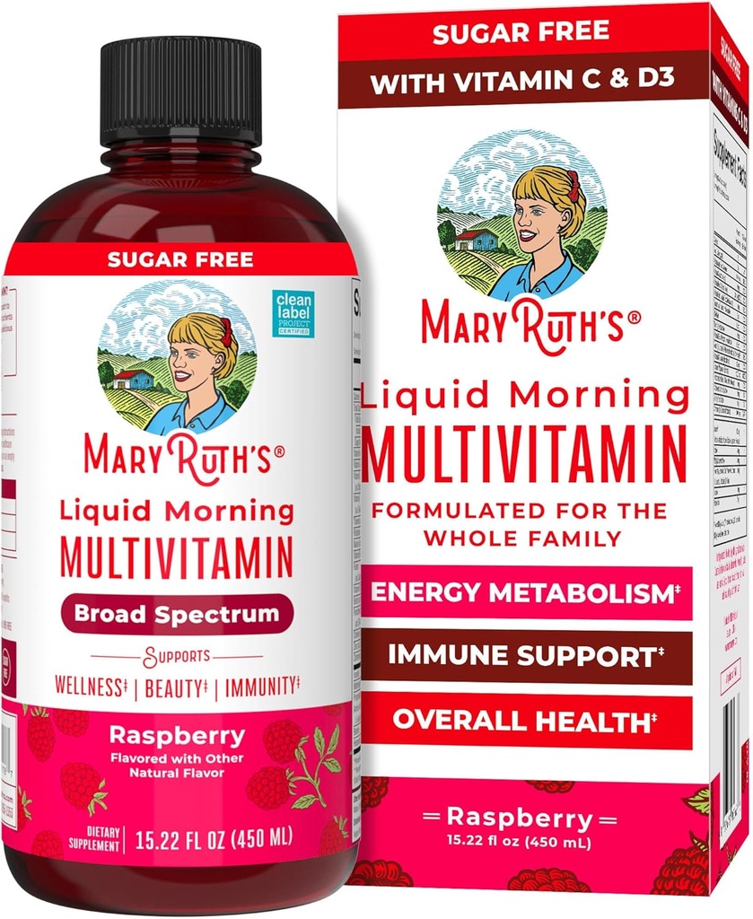 MaryRuth Organics Multivitamin til kvinder, Mænd & Børn; Flydende Morgenmad Multivitamin