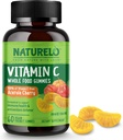NATURELO hel mad C-vitamin Gummies, C-vitamin fra Acerola Cherry, Plantbaseret supplement, 60 Vegan- venlige Gummies