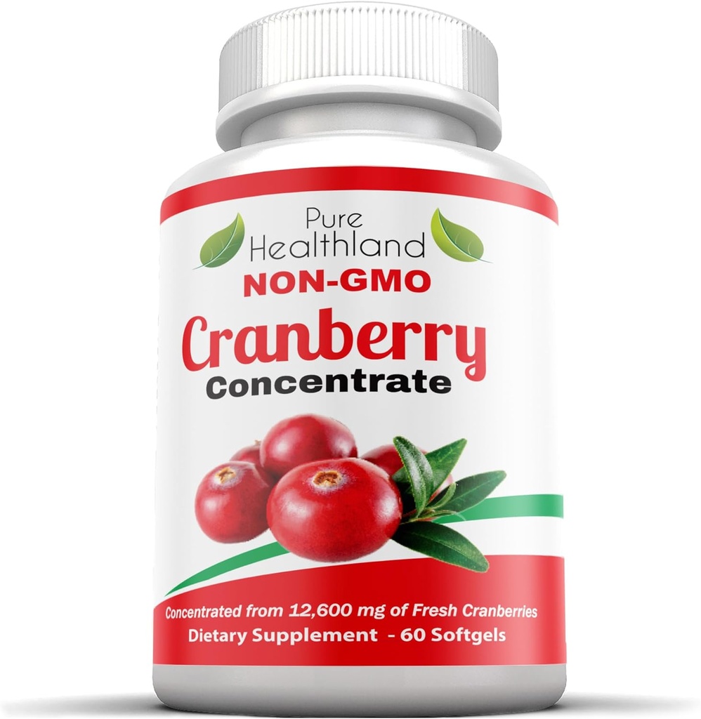 Non- GMO Tranebær Koncentreret fra 12,600 mg - Triple Strength Softels - Let at synke piller til mænd og kvinder, 1 flaske
