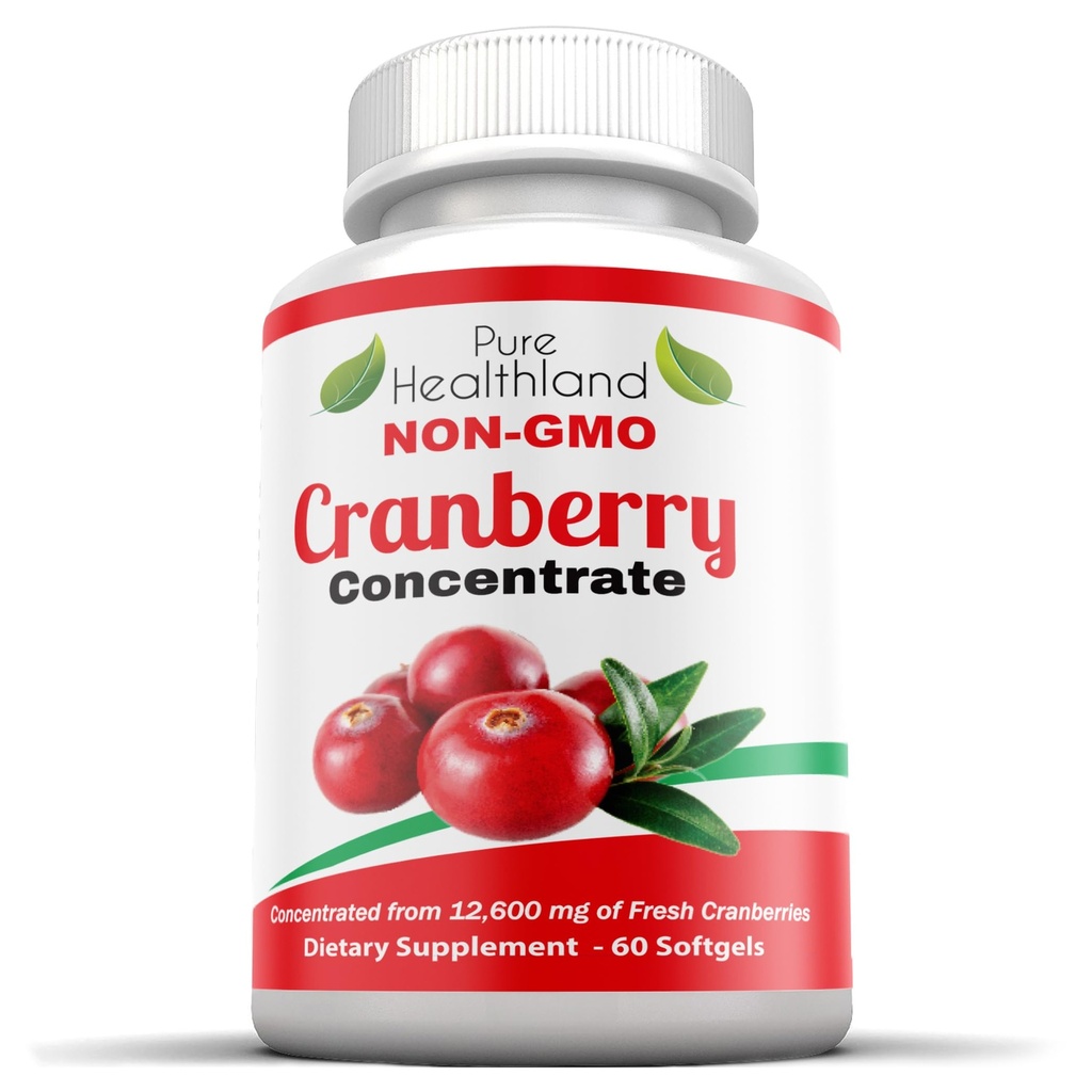 Non- GMO Tranebær Koncentreret fra 12,600 mg - Triple Strength Softels - Let at synke piller til mænd og kvinder, 1 flaske