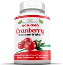 Non-GMO Cranberry Concentrated from 12,600mg - Triple Strength Softgels - Easy to Swallow Pills for Men & Women, 1 Bottle