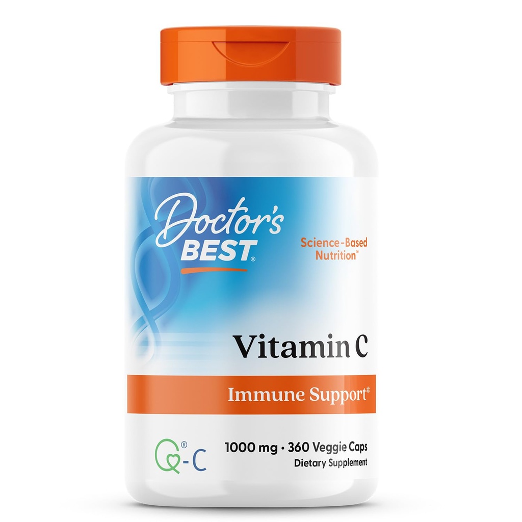 Doctor 's Best Vitamin C med Q- C, Immunstøtte, Non- GMO, Gluten Free, Soy Free, Vegan 360 Veggie Caps