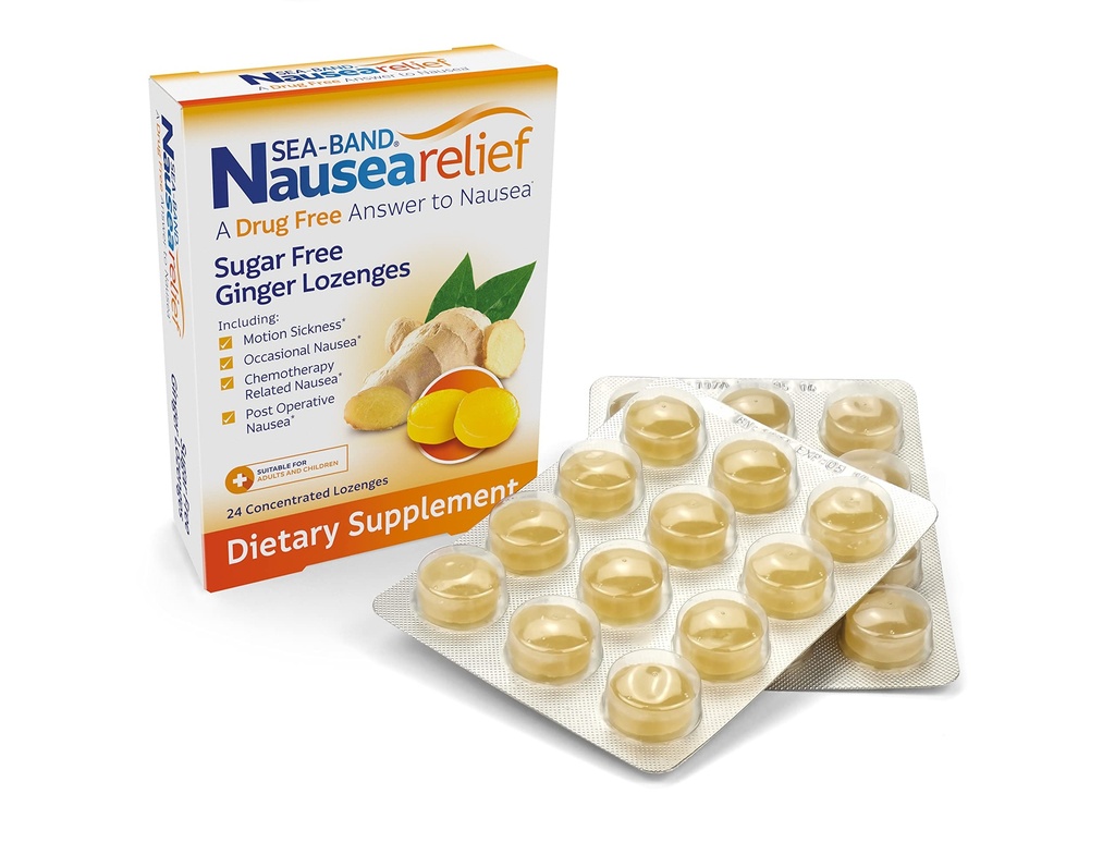 Sea-Band Ginger Lozenges, Drug and Sugar Free, for Motion Sygdom og kvalme Relief *