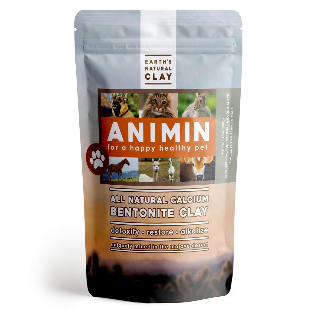 Earth 's Living Animin Calcium Bentonite Clay for Kæledyr124; 13 oz Measures 124; Alkaliserende Detox Powder Relieves Gigt, Diarré etc Measures 124; Cleanses Toxins, Parasites, Bacteria Measures 124; Understøtter fordøjelses- og immunsystem