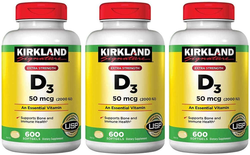 Kirkland Signature Maximum Strength Vitamin D3 2000 I.U., pakke med 3