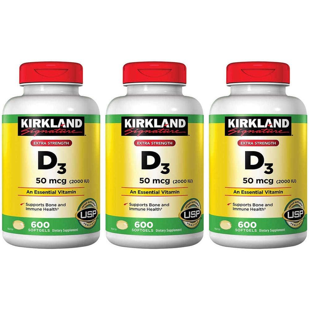 Kirkland Signature Maximum Strength Vitamin D3 2000 I.U., pakke med 3