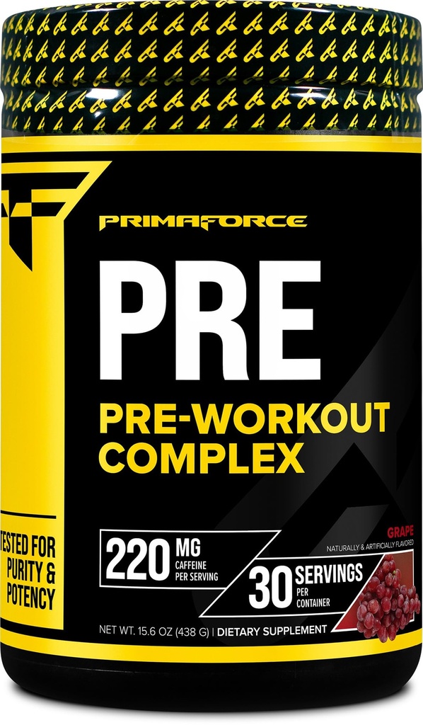 Primaforce Pre- Workout Complex Powder (Grape, 30 Servere) - Fitness supplement til træning Rutine Enhancement, 438g