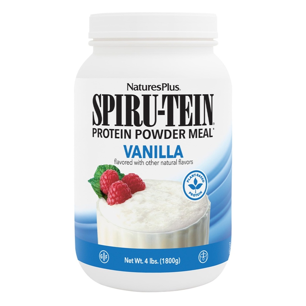 NaturesPlus SPIRU- TEIN, Vanilla - 4 lbs - Plant- baseret Protein Shake - non-GMO, Vegetarisk, Gluten Gratis - 60 Servere