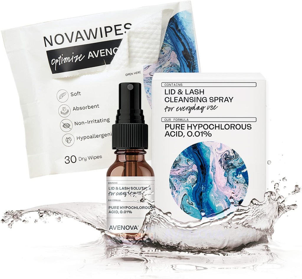 Avenova Eyelid og Eyelash Cleanser Spray med 30 Tør Tør - Tør hverdagen Hypochlorosyren Lid og Lash Cleansering Spray til Clearer and Healther Eyes, 20ml