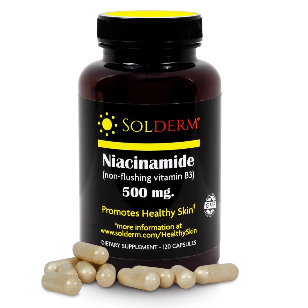 Niacinamid Non- Flushing Vitamin B3 Supplement: 124; Vegetarisk og Glutenfri Vitamin Niacinamid Tablets med vegetabilsk cellulose Kasse: 124; fremmer sund hud: 124; 120 Kapsler: 124; 500mg