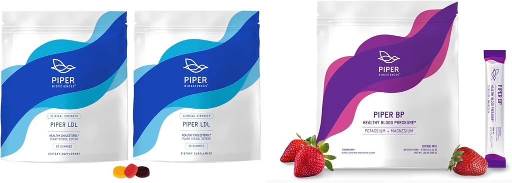 Piper Biosciences Sund Kolesterol Gummier og Sund Blodtryksdrik Mix