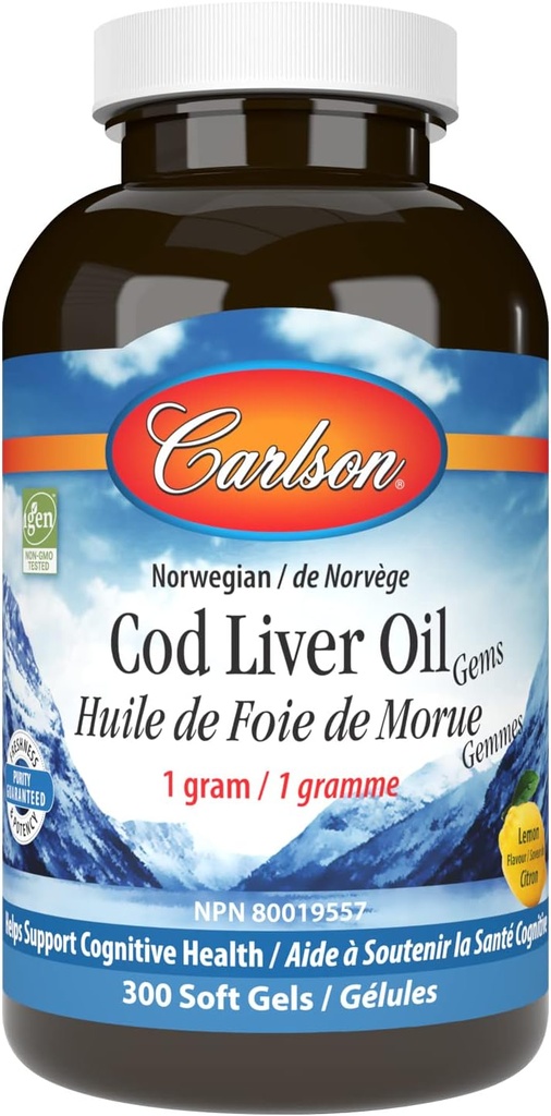 Carlson Labs Cod Lever Oil, Low Vitamin A, 230mg Omega-3, 300 Count