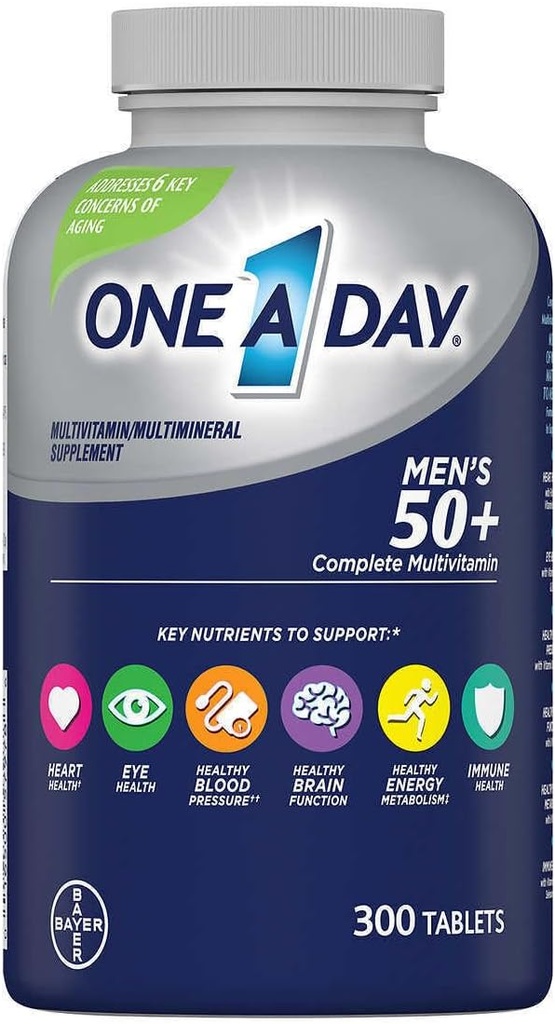 One A Day Mænds 50 Plus Advantage Multi- Vitaminer, SPECIALPack af 300 Greve