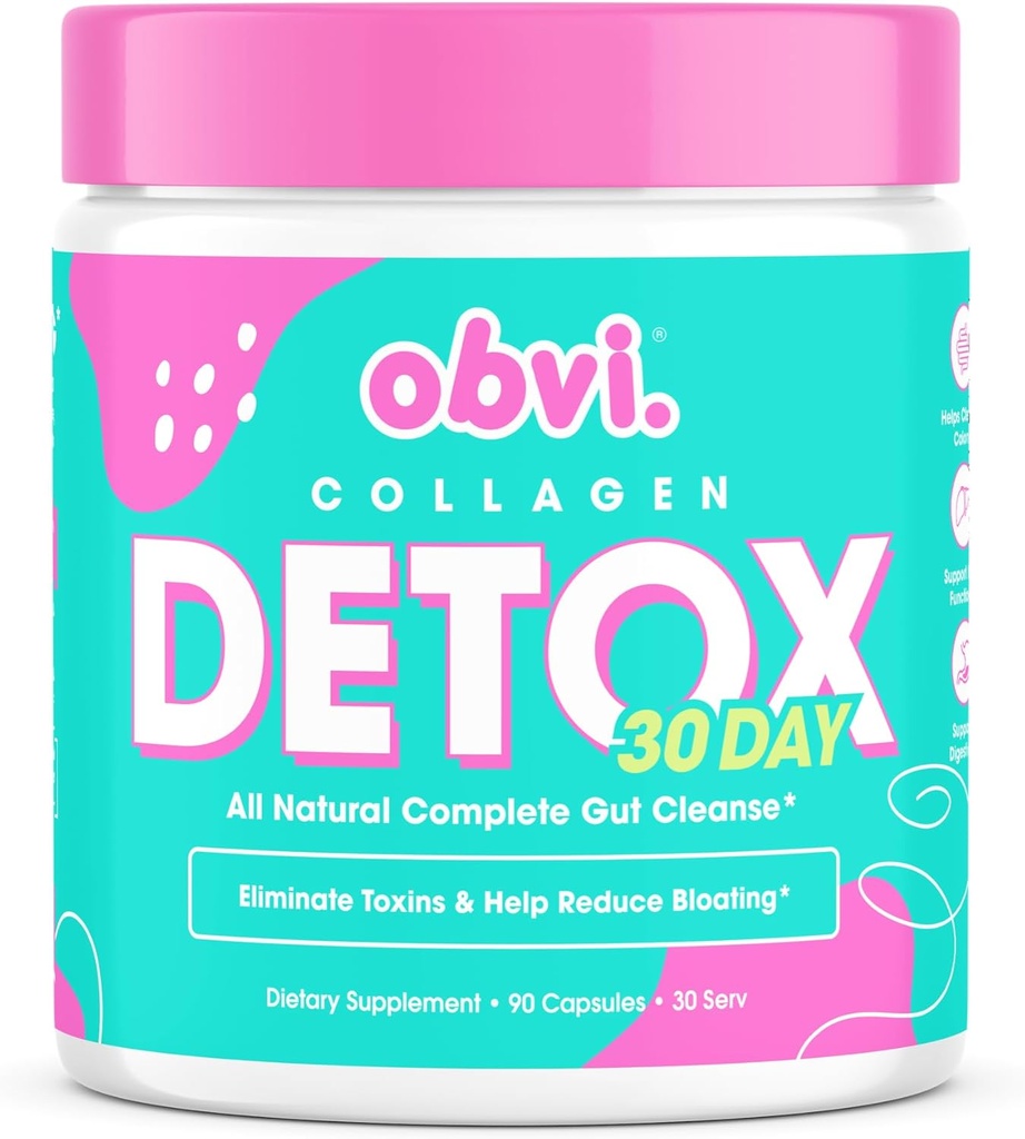 Obvi Detox Colon Cleanse Supplements 124; fremmer fordøjelse og Gut sundhed, Bloating Relief, Hjælper med at fjerne toksiner â 124; Immunstøtte med mælk tidsel, Psyllium Husk, Senna Leaf Medical 124; 90 Capsules 124; 30 Servere