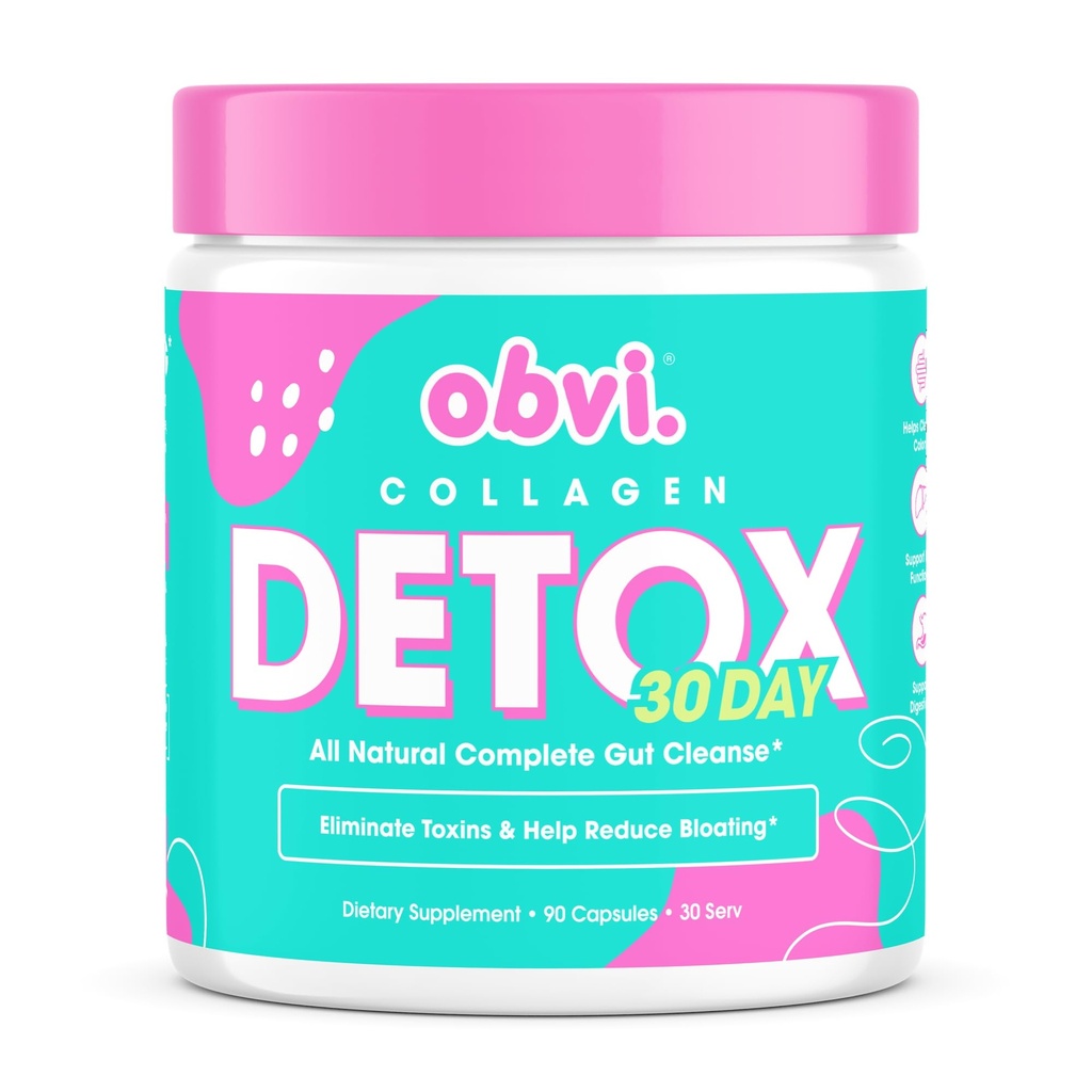 Obvi Detox Colon Cleanse Supplements 124; fremmer fordøjelse og Gut sundhed, Bloating Relief, Hjælper med at fjerne toksiner â 124; Immunstøtte med mælk tidsel, Psyllium Husk, Senna Leaf Medical 124; 90 Capsules 124; 30 Servere