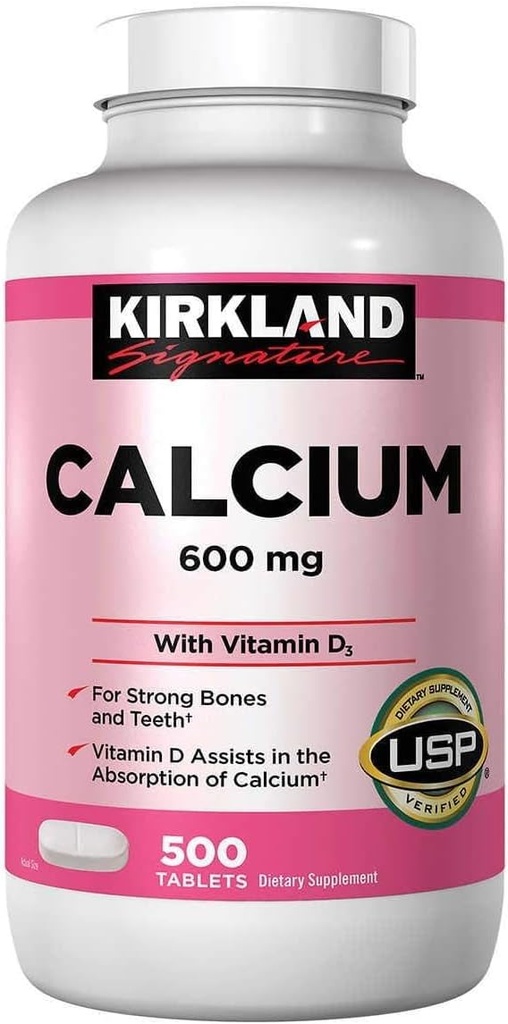 Kirkland Signature Calcium, 600 mg+D3, 500-Count Tablets