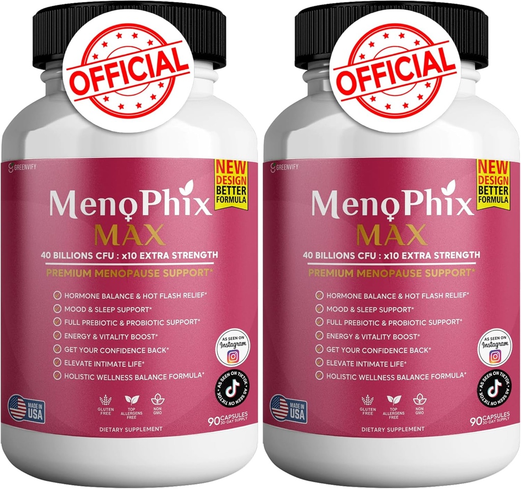 MenoPhix Max Premium Menopause Support, 40 Millioner CFU, Ekstra Styrke, 180 Kapsler (2)