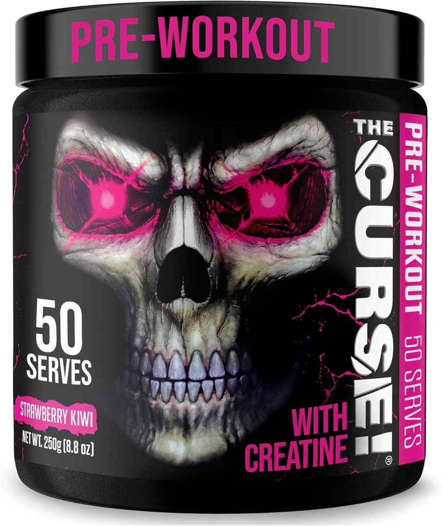 JNX SPORTER Forbandelsen! Pre Workout pulver til mænd og kvinder, Koffein, Beta- Alanine, Creatin, L- Citrullin, 50 Servering, Jordbær Kiwi Flavor - Boost Energy, Strength & Focus
