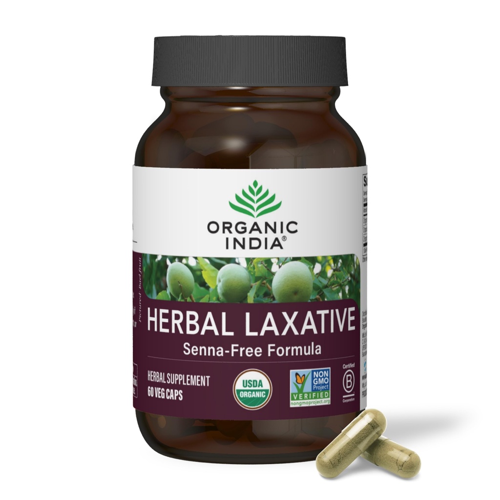 ORGANISK INDIA Herbal Laxative Supplement - Natural Laxative for Constipation, Herbal Laxative Capsules, Constipation Relief for Women and Men - USDA Certified Organic, Non- GMO, Vegan - 60 Capsules
