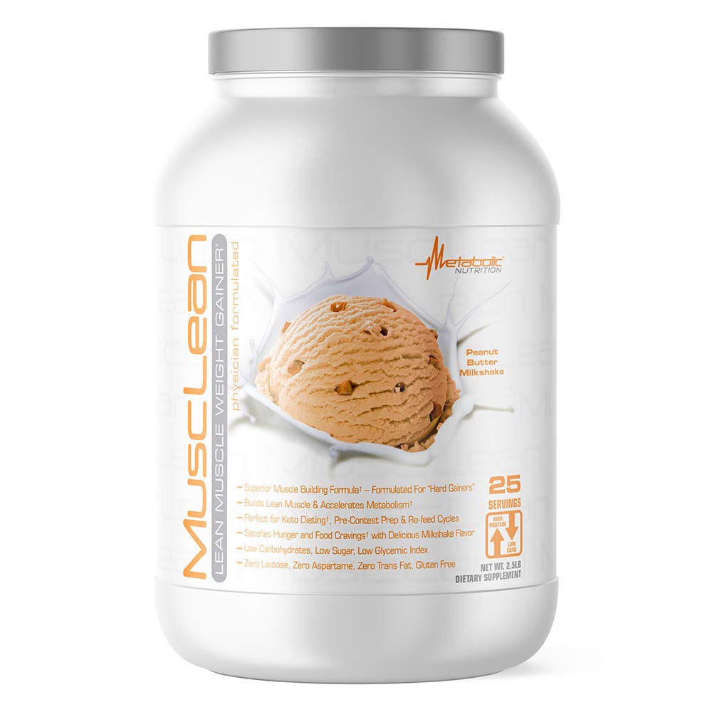Metabolisk ernæring - Mussure - Milkshake, Whey High Protein Meal Erstatning, Vedligeholdelse Nutrition, Lav Carb, Keto Diet, fordøjelsesfremmende enzymer, Peanut Butter, 2,5 Pound (25 ser)