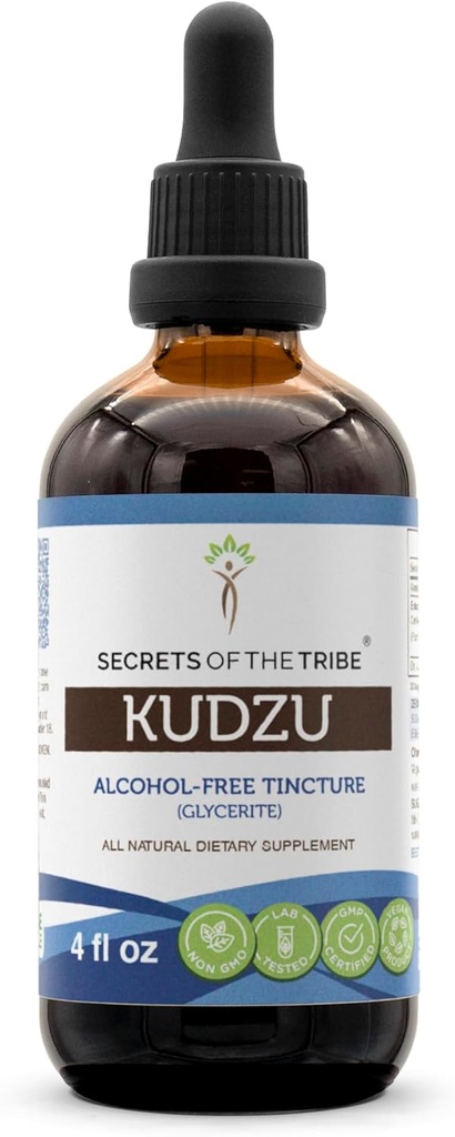 Secrets of the Tribe Kudzu Tincture Alcohol-Free Liquid Extract, Kudzu (Pueraria Lobata) Dried Berry (4 FL OZ)