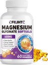 Magnesium Glycinat 400mg Softgels - High Absorption Magnesium Glycinate Supplement for voksne & børn med vitamin B6 & D3 - Support Sleep, Mood, Brain, Nervøs, Muscle & Bone Health - 60 Softgels