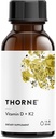 THORNE - D-vitamin + K2 Væske med en målt dispenser - Vitamin D3 & K2 til støtte sunde knogler og muskler * - 1 Fl Oz (30 ml) - 600 Servere