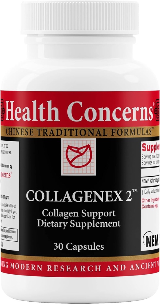 Sundhed Bekymringer Collagenex 2 - Collagen Supplement for fælles støtte & fleksibilitet - Natural Eggshell Membrane for mænd og kvinder - Connective Tissue Support - Kinesisk urtesupplement - 30 kapsler