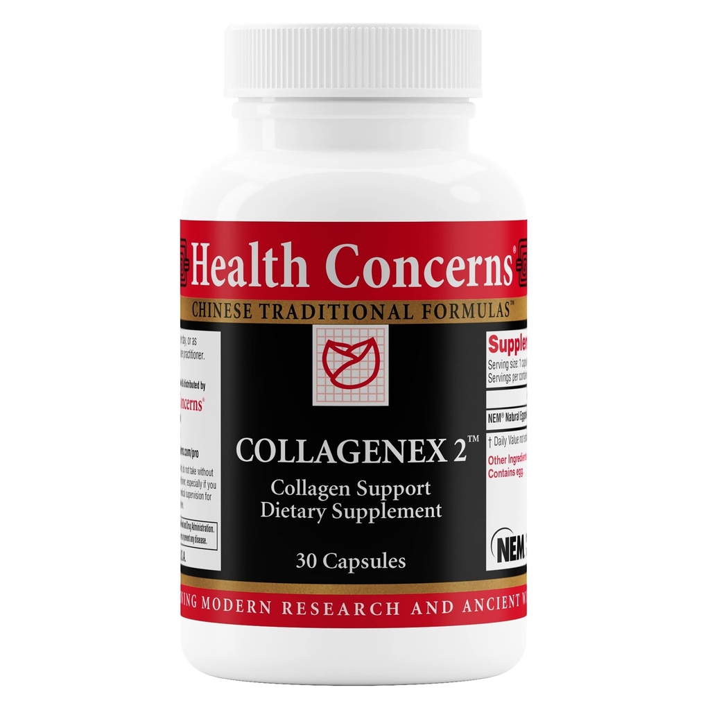 Sundhed Bekymringer Collagenex 2 - Collagen Supplement for fælles støtte & fleksibilitet - Natural Eggshell Membrane for mænd og kvinder - Connective Tissue Support - Kinesisk urtesupplement - 30 kapsler