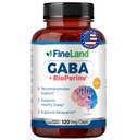 FineLand GABA + BioPerine ® - Gamma- Aminosmørsyre supplement til afslapning & Daily Call; understøtter følelsesmæssig velvære, Vegan - 120 kapsler, Lavet i USA