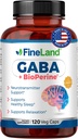 FineLand GABA + BioPerine ® - Gamma- Aminosmørsyre supplement til afslapning & Daily Call; understøtter følelsesmæssig velvære, Vegan - 120 kapsler, Lavet i USA