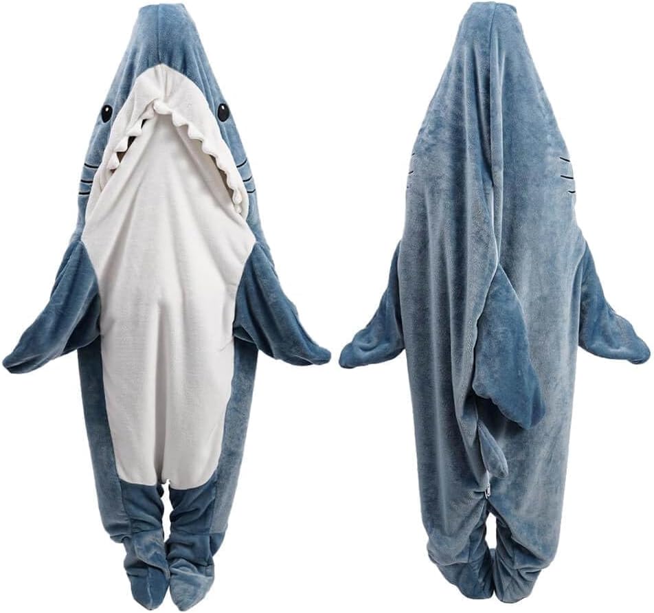 Shark Blanket Hoodie Onesie, Shark Onesie Voksen, Shark Sleeping Bag for Voksen (XXL)