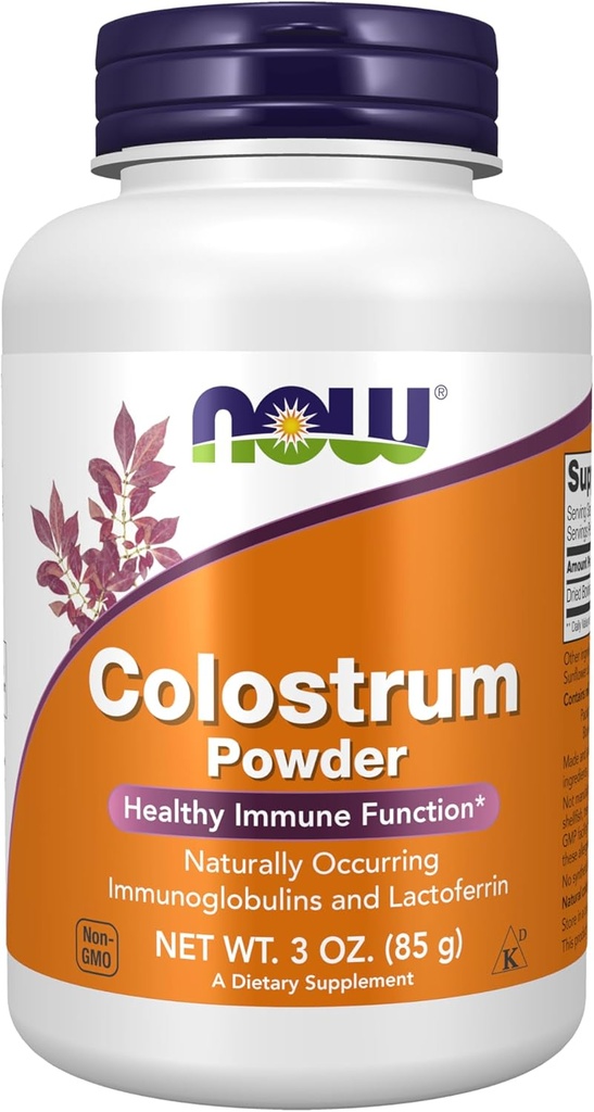 Now Foods Supplements, Colostrum Powder, naturligt forekommende immunoglobuliner og Lactoferrin, 3- Ounce
