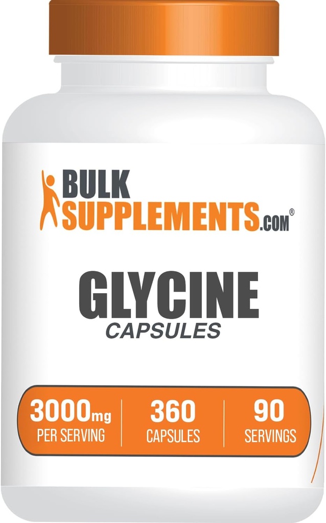 BulkSupplements.com Glycin Kapsler - Glycin Kosttilskud, Aminosyretilskud - Gluten Free, 4 Kapsler pr Servering, 360 Tæl (pakke med 1)