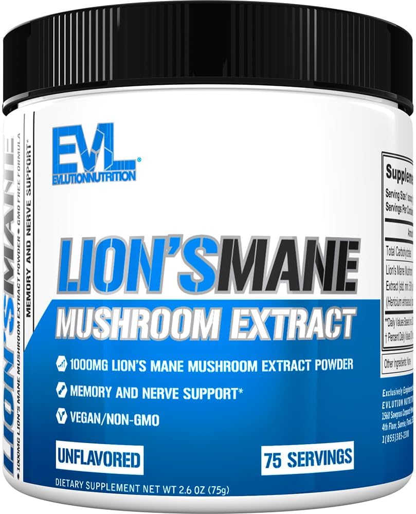 Evolution Organic Lions Mane Mushroom Supplement - Lions Mane Mushroom Powder Nootropics Brain Support Supplement til Focus Memory Clarity og Immunity Support