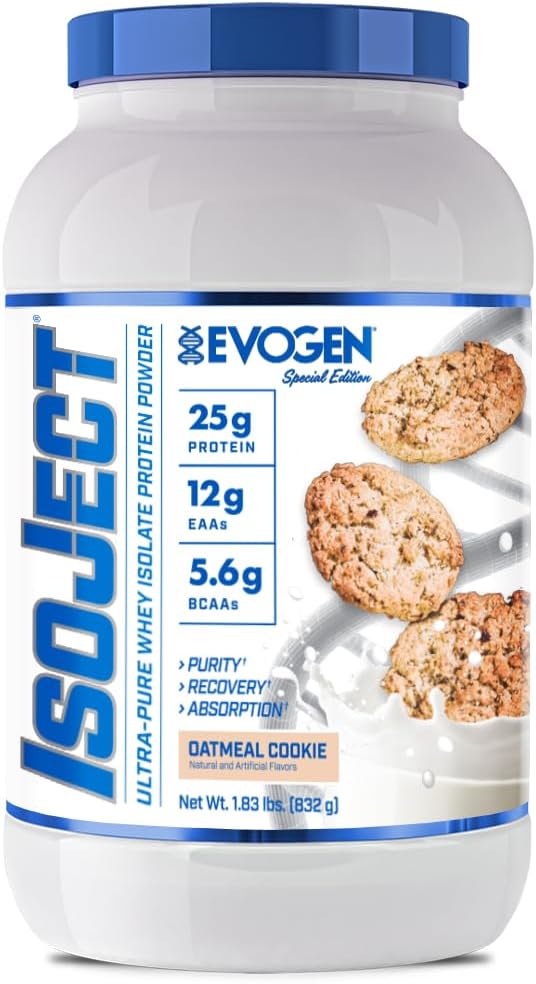 Evogen Isoject - Whey Protein Isolate Medic124; Ultra- Pure Whey Protein Powder med Igenitor Enzymes, BCAA og EAA Medical 124; Forbedret Absorption & Recovery Medical Cookie 124; 26 Servering