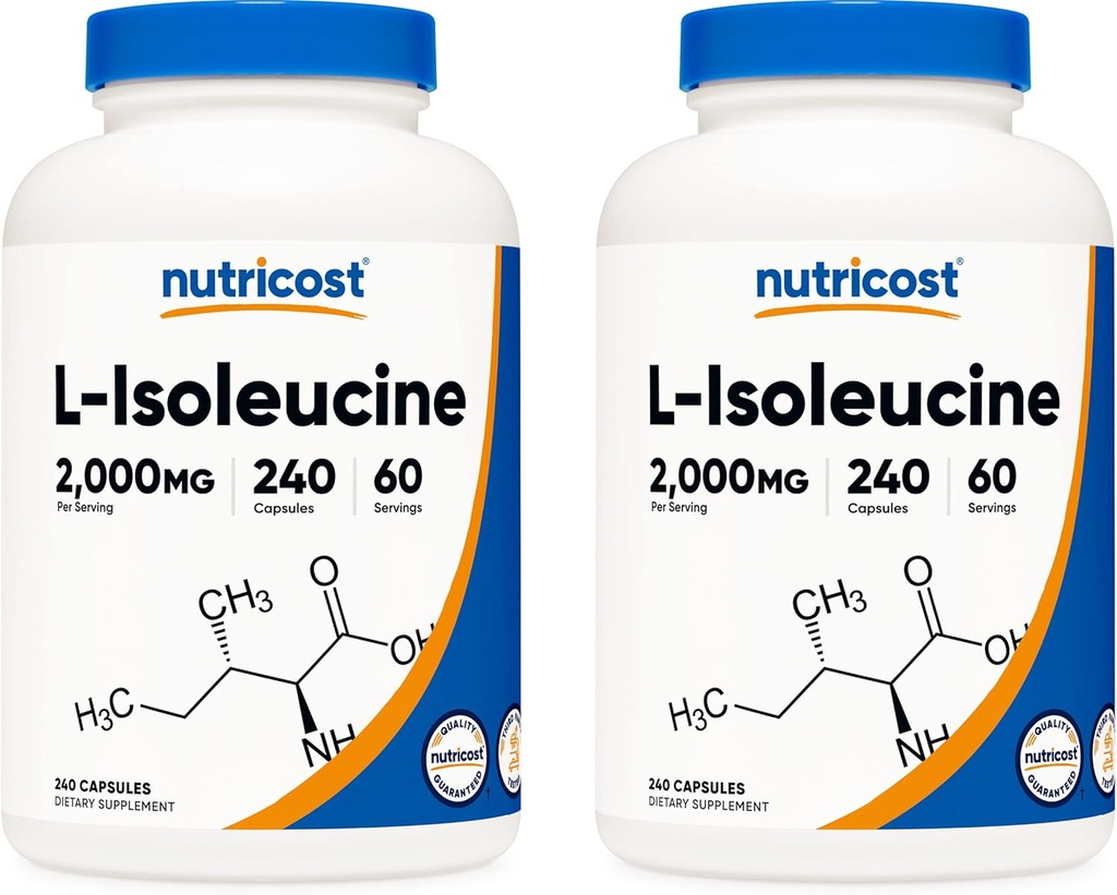 Nutricost L- Isoleucin 2000mg per servering, 240 kapsler per flaske (2 flasker)