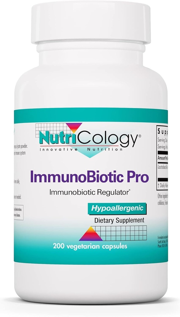 Nutricology ImmunoBiotic Pro Supplement - Lactobacillus Rhamnosus Lysate Powder 75 mg, Immunobiotic Regulator, ImmunoBiotic Support, Vegetariske Kapsler - 200 Tæl