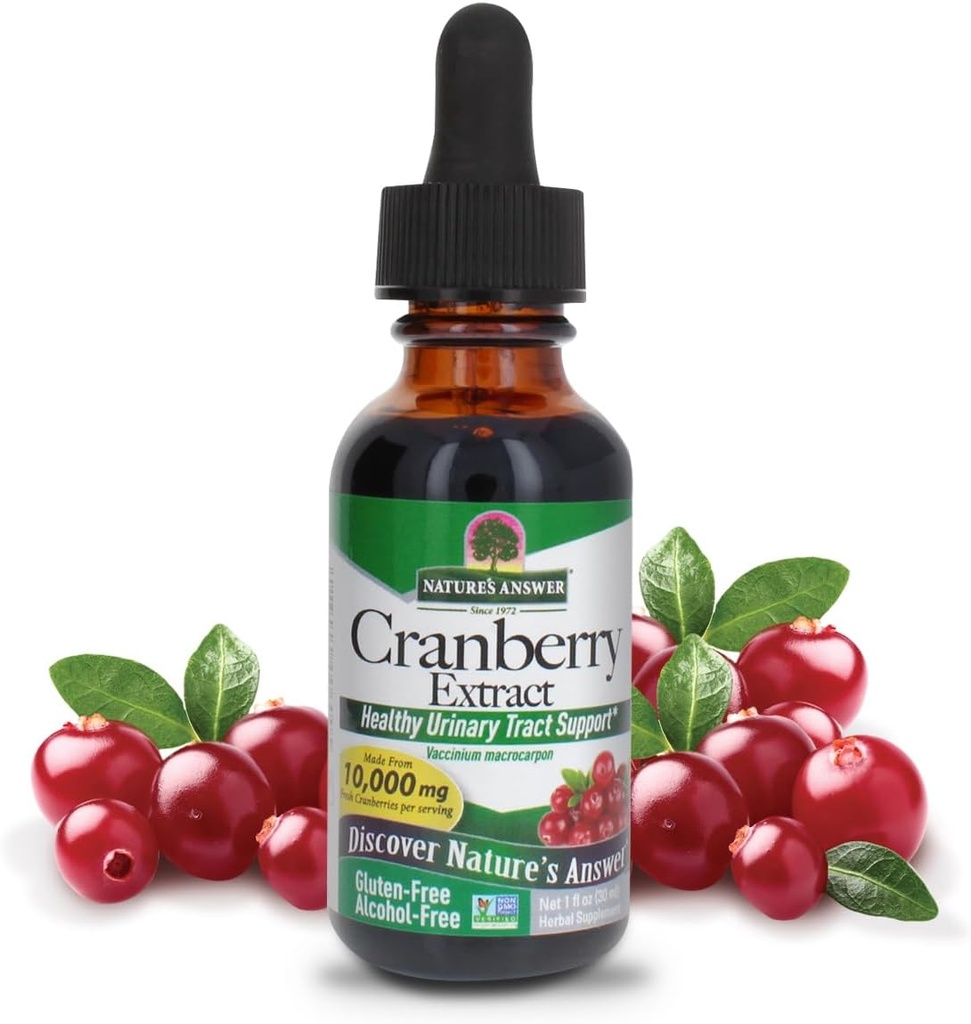 Naturens svar Alkohol Free Cranberry Extract, 1 Fluid oz. Potent 10. 000 mg frisk tranebær
