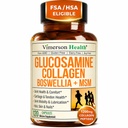Glucosamin Chondroitin MSM med hydrolyseret collagen peptider - Fælles supporttillæg med Quercetin, Bromelain & Boswellia Extract - Collagen piller til hår hud negle - FSA Egnede 120 Caps