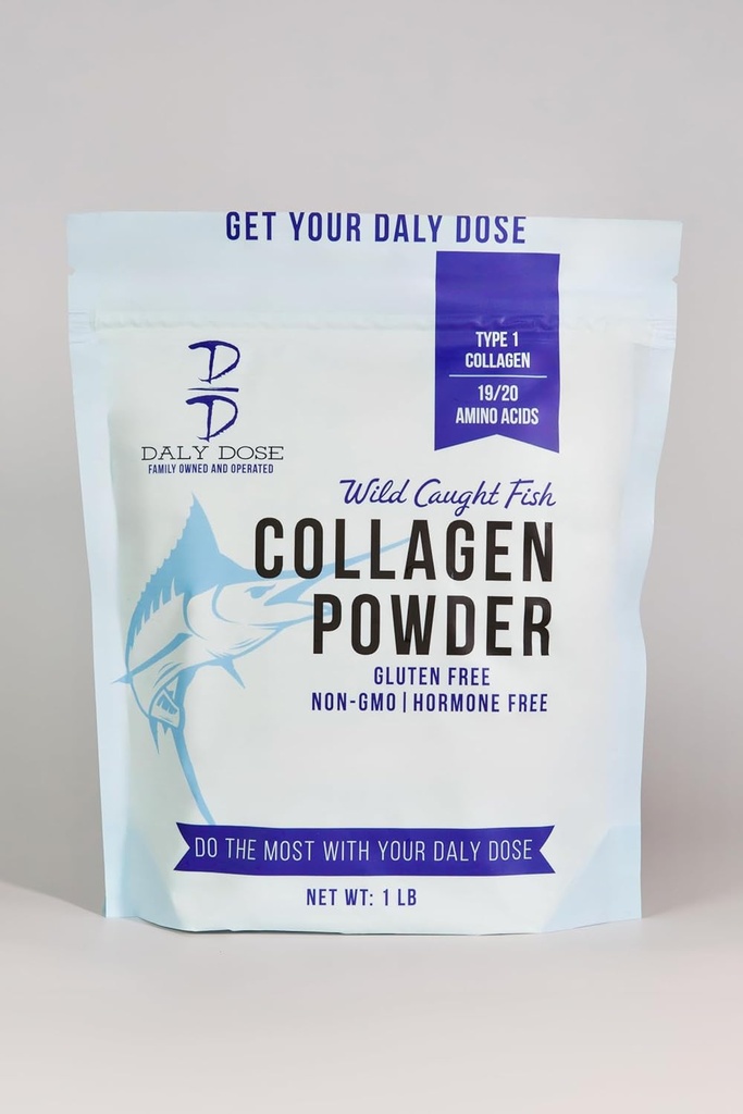 Fish Collagen, 1lb Bag, 37 Servering, 12g Protien Per Servering, Gluten Free, Keto og Paleo Friendly, 0 Sukker, Ikke-bestrålet