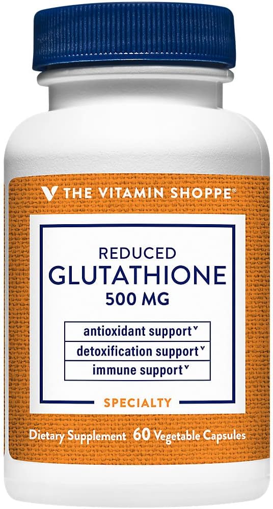 The Vitamin Shoppe Reduced Gluthathione 500MG, Antioxidant Supplement That Supports Immune & Cellular Health (60 Capsules)